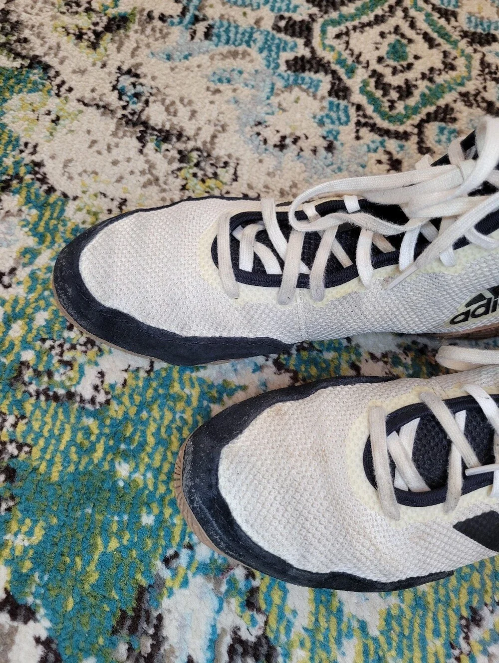Adidas Tech Fall 2.0 Black And White Wrestling Shoes, Size Mens 9